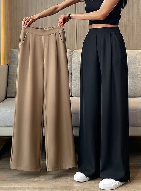 Streetwear Mode, Casual Wide Leg Pants, High Waist Fashion, Quick Outfits, Classy Casual Outfits, Palau, Spring Women, Classy Casual, Pantalon Large