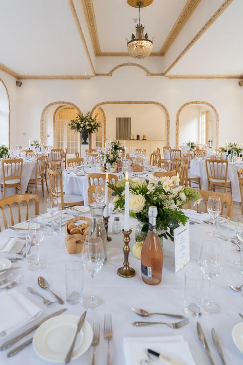 Simple white and green flowers with mini pumpkins and stylish dinner candles to dress the tables for the wedding reception at Northbrook Park. Photo Credit https://bertiesphotography.com/ Wedding Venue Floral, Park Wedding Reception, Northbrook Park, White And Green Flowers, Green Wedding Flowers, Jasmine Flowers, Dinner Candles, Candle Dinner, Floral Designer