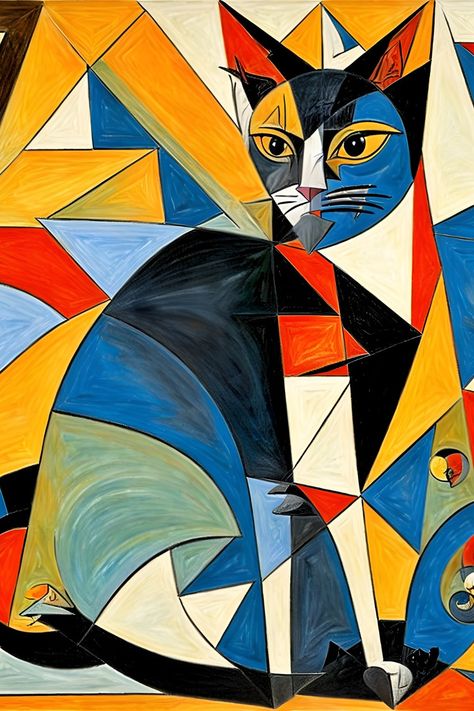 Cubism cat decoration,cubism style artwork,beautiful cubism cat image ideal for wall decoration,image also available in other products.