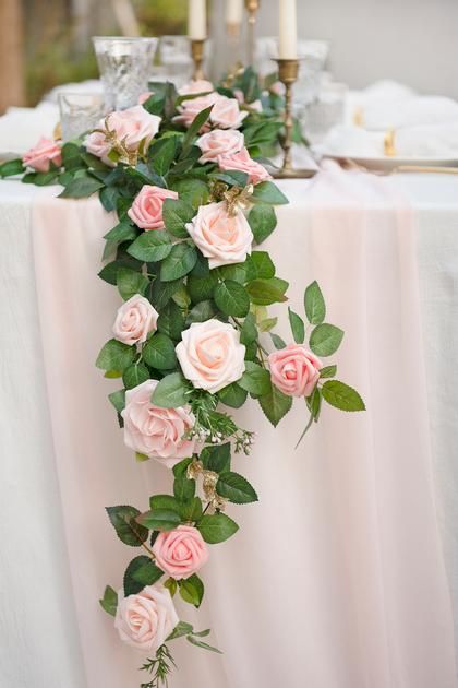 Floral Hanging Decor, Garden Room Decor, 4 Roses, Garland For Wedding, Flower Runner, Table Rose, Summer Wedding Decorations, Handmade Bouquets, Night Beautiful