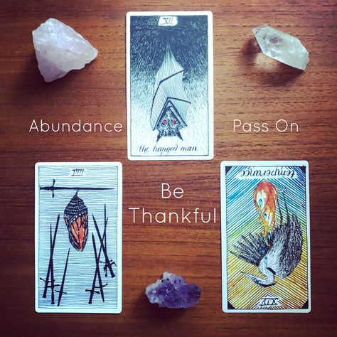 Here's a Thanksgiving tarot spread I came up with for the holiday. CARD 1: What's something you should be thankful for? CARD 2: What you do have in abundance? CARD 3: What should you pass on to others?  #tarot #tarotspread #thanksgiving #thanksgivingtarot #wildunknowntarot #tarotreading #abundance #gratitude #thanksgiving2019 Gratitude Tarot Spread, Thanksgiving Tarot Spread, Digital Grimoire, Thanksgiving Spread, Wild Unknown Tarot, Tarot Card Spreads, Reading Tarot, Witch Vibes, Tarot Spread