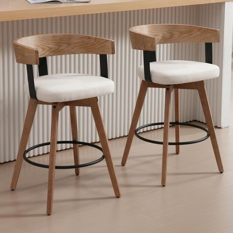 Amazon.com: LukeAlon Linen Counter Stools Set of 2, 360° Swivel Kitchen Stools with Wood Legs 26.25" Seat Height Low Barstools mid century counter height chairs for Dining Room, White : Home & Kitchen Legs For Kitchen Island, Wooden Kitchen Stools, Scandinavian Bar Stool, Wood Barstools, Dining Room White, Chairs For Dining Room, Mid Century Bar Stools, Bar Chairs Kitchen, Mid Century Bar