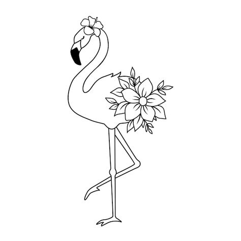 Flamingo Tattoo Stencil, Flamingo Vector Illustration, Simple Flamingo Drawing, Flamingo Tattoo Simple, Flamingo Line Drawing, Flamingo Tattoo Design, How To Draw A Flamingo, Fine Line Flamingo Tattoo, Easy Flamingo Drawing