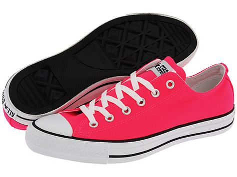 Converse Chuck Taylor® All Star® Seasonal Ox Neon Pink - 6pm.com neon pink Hot Pink Converse, Vans Boots, Pink Chucks, Cute Vans, Different Types Of Sneakers, Pink Converse, Outfits With Converse, Gorgeous Shoes, Boots And Sneakers