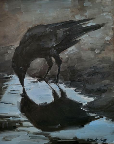 Bird Study, Crow Painting, Crow Art, Raven Art, Small Wall Art, Ethereal Art, Small Wall, Crows, Black Bird