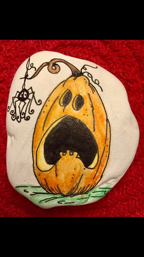 Rock Painting Spider, Halloween Rocks Painted Ideas, Pumpkin Rock Painting, Halloween Rock Art, Fall Painted Rocks, Halloween Painted Rocks, Fall Rocks, Baba Jaga, Fall Rock