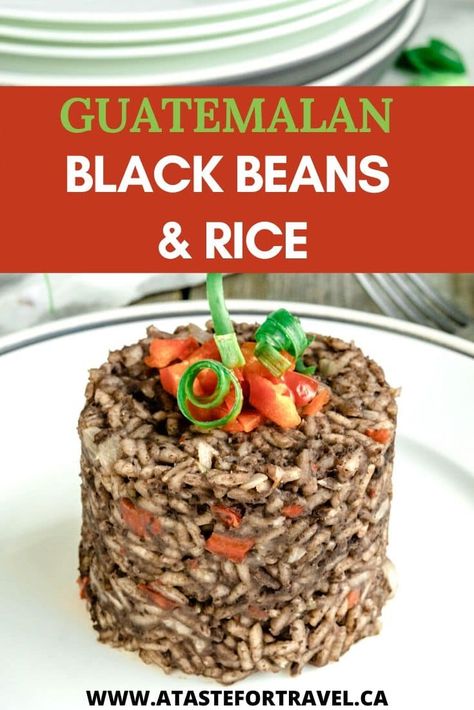 In this easy recipe for Guatemalan black beans and rice, white rice gets a boost of protein, iron, potassium and fiber from the flavourful addition of black turtle beans. A handful of chopped red pepper adds a splash of colour. Serve it with grilled meats, tacos and even breakfast eggs! #Guatemala #easyrecipes #recipes Guatemalan Food, Black Turtle Beans, Latino Food, Guatemalan Recipes, Dried Black Beans, Black Beans And Rice, Spinach Salad Recipes, Budget Cooking, Rice White