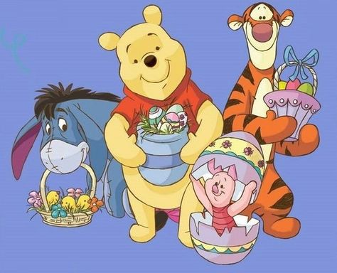 Winnie the Pooh, Piglet, Tigger and Eeyore Winnie The Pooh And Friends, Winnie The Pooh Pictures, Disney Easter, Pooh And Friends, Cute Winnie The Pooh, Easter Wallpaper, Winnie The Pooh Friends, Pooh Quotes, Paddington Bear