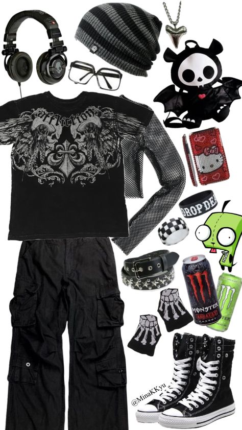 #emo #scene #alt #alternative #grunge #y2k #2000s #mensfashion #ootd #fitcheck #deathnote #outfitinspo #fashionboard #ootdinspo #style #styleinspo #everskies #ootdinspo #outfit #y2kfashion #clothes Emo 200s Outfit, Y2k Punk Outfits Men, Rocker Punk Outfits, Emo Outfit Inspo Masc, Y2k Aesthetic Outfit Ideas Grunge, Emo Outfits For Guys 2000s, Scene Outfit Inspo Masc, Early 2000s Fashion Emo, Scene Outfit Inspo 2000s