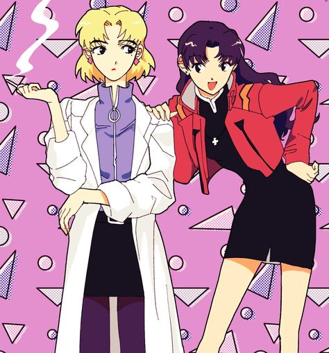 Misato And Ritsuko, Evangelion Matching Pfp, Neon Evangelion, Japanese Animation, Neon Genesis Evangelion, Animated Characters, Matching Pfp, Cute Art, Neon