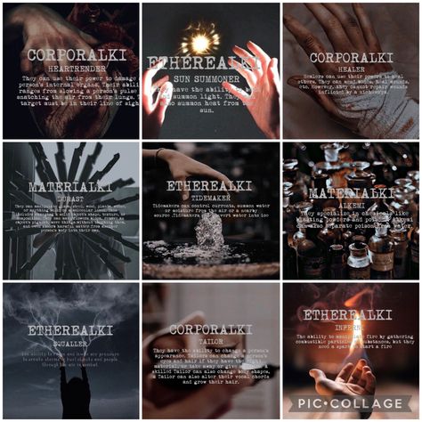 Types of grisha Types Of Grisha, Grisha Powers, Grisha Aesthetic, Grisha Orders, Trilogy Aesthetic, Crows Aesthetic, Dark Fairies, Bone Book Series, Bone Books