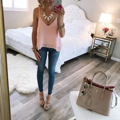 Blush Top Outfit, Tank Outfit, Style Instagram, Top Outfit, Spring Summer Outfits, Outfit Details, Outfits Casuales, Look Fashion, Spring Summer Fashion