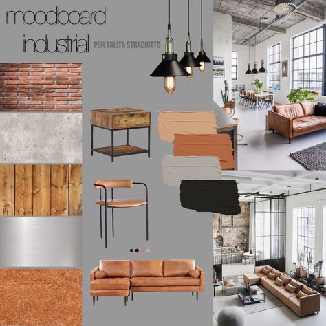 Industrial Style Color Palette, Industrial Color Palette, Loft Style Interior, Industrial Loft Design, Industrial Style Interior, Industrial Interior Style, Industrial Cafe, Small Office Design, Interior Design Student