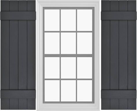 Amazon.com: Pontiac Trail Board & Batten Vinyl Shutters (1 Pair) | 14.5"x51" (4-Board) - Cornerstone Grey | Exterior Window Shutters | Includes Mounting Hardware | Simple Installation | Made in USA : Tools & Home Improvement Exterior Window Shutters, Outside House Colors, Window Shutters Exterior, Bling Makeup, Exterior Window, Vinyl Shutters, Board Batten, Board And Batten Shutters, Grey Exterior