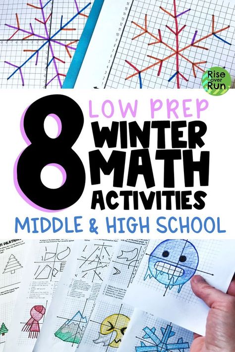 I love these low prep winter math ideas for middle and high school! Practice math skills while having a little fun. These are great for early finishers, extra practice, or before a break. Algebra Activities High School Math Projects, December Activities For Middle School, Fun Math Activities For Middle School, Christmas Math Middle School, Activities For High School Students, Math Projects Middle School, Math Games Middle School, Math College, Activities For High School