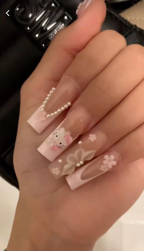 The Audacity, Hard Nails, Fancy Nails Designs, Spring Nail Designs, Nail Designs Valentines, Girly Acrylic Nails, Hello Kitty Nails, Waste Of Time, Short Square Acrylic Nails