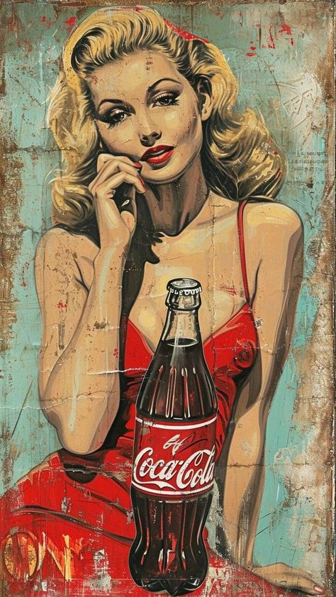 Coca Cola Marketing, Coca Cola Life, Coca Cola Wallpaper, Coke Ad, Arte Pin Up, Cola Bottle, Coke Cola, Pop Art Posters, Retro Advertising