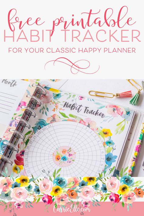 Printable Floral Habit Tracker for Classic Happy Planner Floral Habit Tracker, Happy Planner Habit Tracker, Happy Planner Fitness Free Printable, Free Habit Tracker Printable, Circular Habit Tracker, Healthy Habit Tracker Free Printable, Blank Habit Tracker Printable Free, Habit Tracker Pdf Free, Happy Planner Free Printable