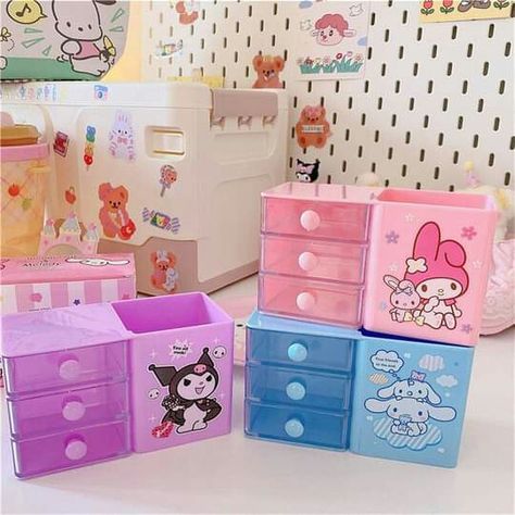 Kuromi Desk, Girls Jewelry Holder, Elegant Stationery, Box With Drawers, Office Supply Storage, Organized Desk Drawers, Christmas Organization, Anime Jewelry, Pen Storage