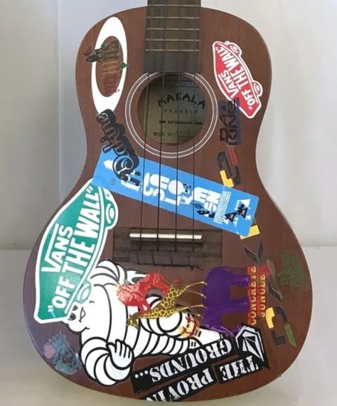 Ukulele Stickers, Ukulele Design, Ukelele, Vans Off The Wall, Pyrography, Off The Wall, Manners, Ukulele, Decoupage