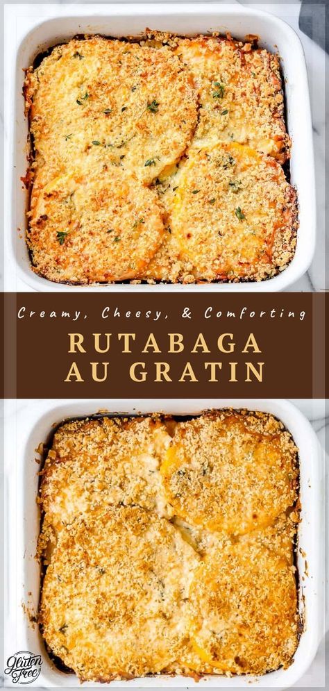 This keto friendly recipe for Rutabaga Au Gratin is everything you would hope for in a casserole-style dish: creamy, cheesy, and comforting. Topping the creamy rutabaga with almond flour breadcrumbs lends a buttery, nutty flavor, as well as a crispy, gluten free texture to this often overlooked and under-appreciated vegetable. Your family will find a new favorite meal with this easy recipe. Rudabega Recipes, Rutabaga Recipes, Au Gratin Recipes, Healthy Food Alternatives, Pasta Side Dishes, Csa Recipes, Low Carb Side Dishes, Keto Side Dishes, Supper Recipes