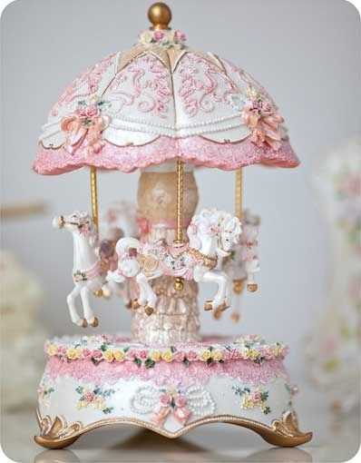 I think somehow I've fallen in love with carousels. I need to go thrift store… Musical Box, Pastel Decor, Carousel Horses, Kawaii Room, Princess Aesthetic, Shabby Vintage, Everything Pink, Pretty Pastel, Music Box