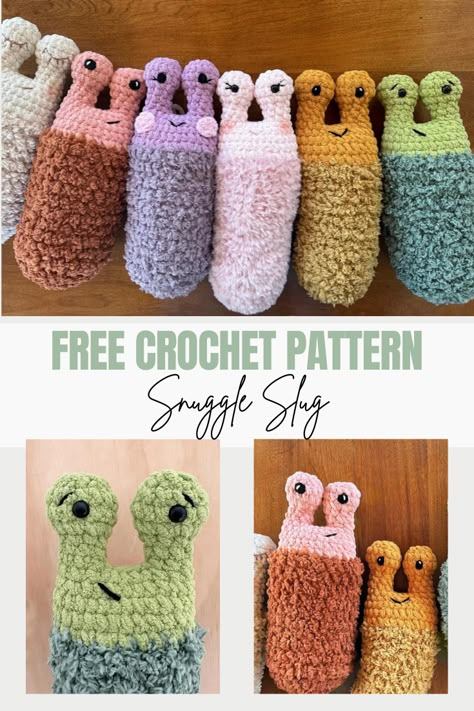 Learn how to make a snuggly crochet slug friend to add to your Etsy shops by following this free crochet pattern by Stitch Sister Co. Crochet Slug, No Sew Crochet Pattern, No Sew Crochet, Crochet Snail, Crochet Project Free, Easy Crochet Animals, Quick Crochet Patterns, Easy Crochet Patterns Free, Crochet Humor