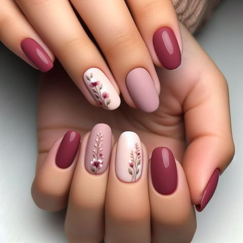 Hand Painted Gel Nail Art, Gel Nails With Flower Designs, Pink Manicure Nails, Fall Nails For Wedding, Vietnamese Nail Art, Spring Design Nails, Nail Ideas Flowers, Nails Design Spring, Nail Art Flower