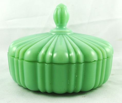 FREE SHIPPING 1940's 1940s Vintage Covered by parkestatecompany, $75.00 Old Cafe, Fire King Dishes, Dish Collection, Green Milk Glass, Green Glassware, Vintage Fire King, Glass Candy Dish, Glass Candy, Fenton Glass