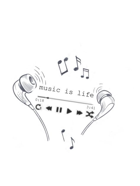 Music Is Life Drawing, Musical Notes Drawing, Music Drawings Ideas Creative, Music Doodles Aesthetic, Music Note Drawing, Music Notes Aesthetic, Music Is Life Tattoo, Headphone Art, Music Doodles