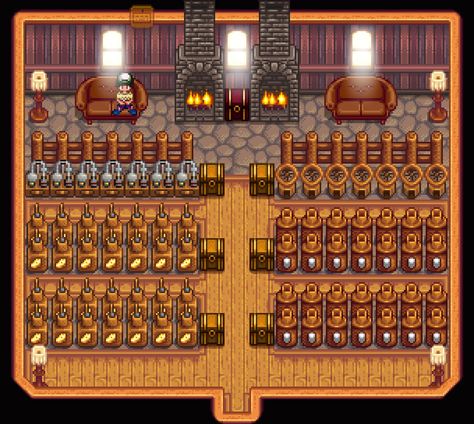 Stardew Valley Shed Layout Stardew Valley Furnace, Stardew Valley Shed Layout, Shed Layout, Stardew Valley House, Patio Oasis Ideas, Stardew Farms, Patio Oasis, Barn Layout, Big Sheds