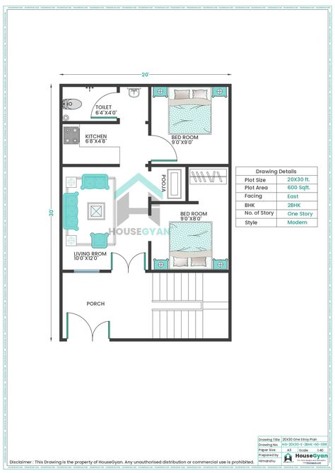 20X30 East Facing 2BHK Ground Floor House Plan | 600 Sqft Plot Floor Plan 600 Sqft House Plan, 20 X 30 Floor Plan Layout, 20×30 House Plan, 600 Sqft House, Ground Floor House, 20x30 House Plans, Drawing House Plans, Floor Plan Layout, House Drawing