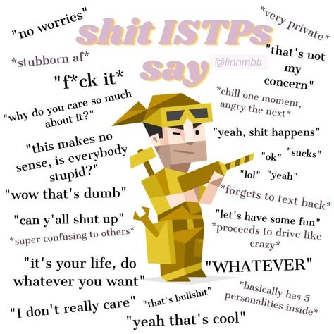 Istp Memes Humor, Istp Personality Aesthetic, Virtuoso Personality, Istp Boyfriend, Istp Type, Istp Facts, Istp X Infp, Infj Istp, Intp X Istp