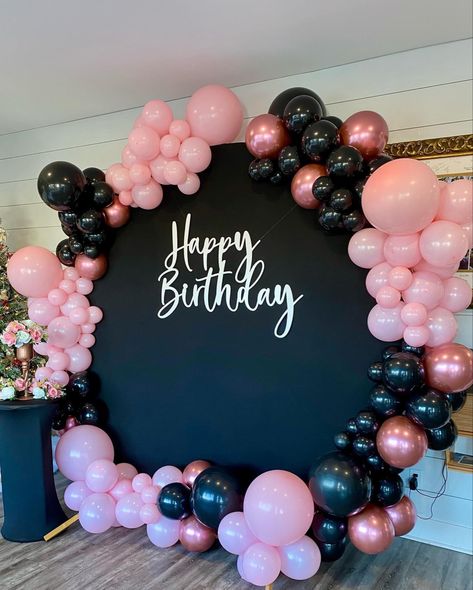 18th Birthday Party Ideas Pink And Black, Black And Pink 21st Birthday Ideas, Pink And Black Decorations Party Ideas, Light Pink And Black Birthday Decor, Pink Silver Black Party Decorations, Pink And Black Bday Decor, Black Pink Birthday Theme Decor, Black Pink Decorations Party Ideas, Black And Pink 18th Birthday Ideas