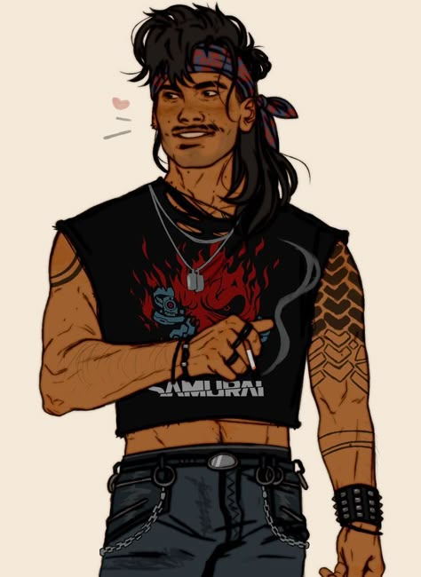 Punk Character, Johnny Silverhand, Arte Punk, Cyberpunk Character, Character Design Male, Cyberpunk 2077, Night City, Dnd Characters, The Villain