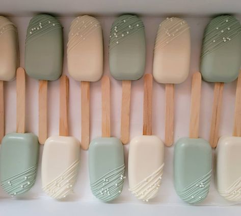 Green And White Cakesicles, Sage Desert Table, Sage Cakesicles, Sage Green And White Birthday Party, Sage Green Cakesicles, Sage Green Cookies Birthday, Sage Green Christening Decor, Sage Dessert Table, Sage Green Candy Table