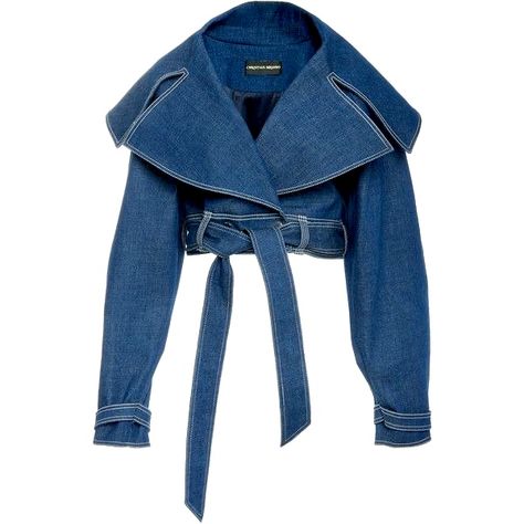 Blue Cropped Jacket, Motto Jacket, Cropped Jackets, Cropped Blazer Jacket, Modest Dresses Casual, Oversized Collar, Collar Jacket, Christian Siriano, Blue Denim Jacket