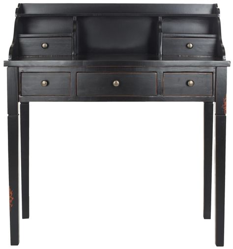 I would love a writing desk Secretary Desk With Hutch, Wood Secretary Desk, Traditional Writing Desk, Black Writing Desk, Sideboard Modern, Safavieh Furniture, Desk Black, Roll Top Desk, Desk Hutch