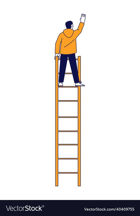 Ladder Illustration, Stairs Vector, Stick Man, Flat Illustration, Transparent Png, Png Images, Climbing, White Background, Vector Images