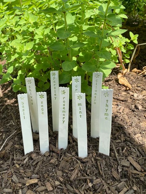 Herb Markers Garden Markers Garden Stakes Herb Garden - Etsy Herb Garden Markers, Herb Labels, Herb Markers, Letter Spacing, Bazaar Crafts, Bazaar Ideas, The Gardener, Garden Markers, Hobby Shop