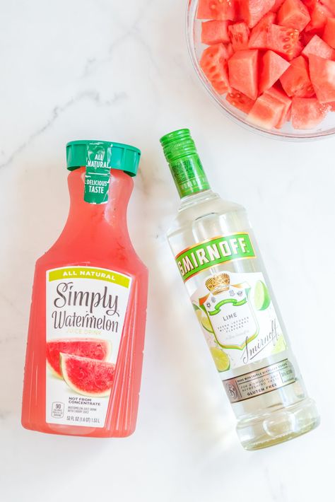 Watermelon Flavored Vodka Drinks, Simply Watermelon Cocktail, Simply Watermelon Margarita, Watermelon Cocktail Vodka, Watermelon Vodka Recipes, Watermelon Vodka Drinks, Watermelon Syrup, Watermelon Martini, Alcoholic Punch Recipes