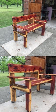 Cedar Benches Outdoor, Cedar Projects, Outdoor Furniture Makeover, Cedar Wood Projects, Ocean Table, Cedar Bench, Cedar Table, Wood Benches, Rustic Outdoor Furniture