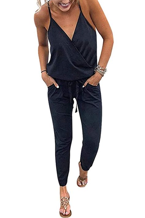 [Ad] The PRETTYGARDEN Womens Summer Casual Wrap V Neck Sleeveless One Piece Romper Jumpsuits With Pockets is a versatile and stylish outfit perfect for summer activities such as hiking. The romper features a flattering wrap design with a V-neckline and sleeveless cut, making it comfortable and breathable for outdoor activities. The addition of pockets adds functionality and convenience for storing small items like keys or a phone while on the go. This jumpsuit is not only practical but also #hikingoutfitsummerwomen Casual Playsuit, Summer Jumpsuit Casual, Cute Travel Outfits, Sleeveless Playsuit, Floral Camisole, Lounge Romper, Overalls Casual, Long Pant Jumpsuit, Backless Jumpsuit