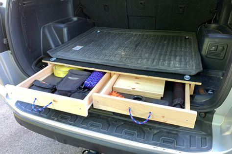 DIY Low-Profile Drawer System and Storage Solution 5th Gen 4Runner 4runner Storage Ideas, Game Console Shelf, Truck Bed Drawers, Suv Storage, Drawer Sliders, 5th Gen 4runner, Boat Carpet, Create Storage, Diy Storage Rack