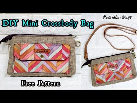 Diy Mini Bag, Purse Organizer Pattern, Crossbody Purse Patterns, Crossbody Bag Tutorial, Tas Denim, Cosmetic Bag Pattern, Wallet Sewing Pattern, Crossbody Bag Pattern, Purse Sewing Patterns