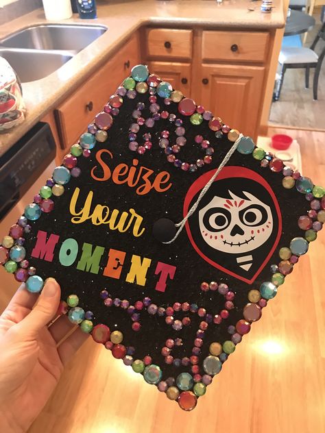 #disneyscoco #disney #coco #graduationcap #graduation Coco Graduation Cap, Disney Grad Caps, Graduation Cap Decoration Diy, Disney Coco, Graduation 2024, Cap Decoration, Grad Caps, Cap Ideas, Graduation Cap Designs