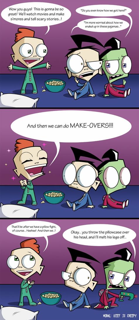 Dib knows The real nightmare Invader Zim Dib, Jhonen Vasquez, Invader Zim Characters, Art Trade, Invader Zim, Scary Stories, Pajama Party, Feeling Sick, Cartoon Movies