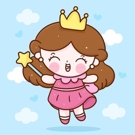 Little princess fairy girl cartoon holdi... | Premium Vector #Freepik #vector #cute-princess #baby-princess #cute-fairy #fairy Princess Painting, Art Kits For Kids, Pink Happy Birthday, Fairy Drawings, Boy Cartoon, Girl Cartoon Characters, Beauty Culture, Princess Fairy, Friend Cartoon