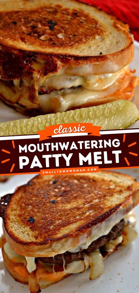 Classic Patty Melt Recipe, Easy Patty Melt Recipe Ground Beef, Sourdough Patty Melt, Patty Melt Recipe Ground Beef, Burger Ideas For Dinner, Hamburger Sandwich Recipes, Easy Flat Top Grill Recipes, Beef Melt Sandwich, Burger Patty Meal Ideas