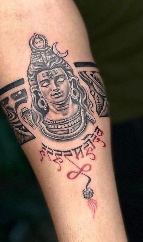 Shiva forearm tattoo Mahadev Band Tattoo Design, Shiva Forearm Tattoo, Lord Shiva Band Tattoo, Shiv Band Tattoo, Shiva Armband Tattoo Design, Mahadev Band Tattoo, Shiva Band Tattoo, Shiv Tattoo Design, Tattoo Lord Shiva